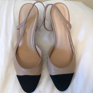 Cap Toe nude sling backs